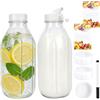 TEGOVE Bottiglie Di Vetro,Confezione Da 2 Bottiglie In Vetro Riutilizzabili,Brocca Per Latte In Vetro Da 1 Litro Con Beccuccio Versatore, Dispenser Per Bevande, Succhi Di Frutta, Latte, Frappè