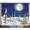 ABAKUHAUS Natale Tenda, Paesaggio invernale, Casa Arredamento Elemento Distintivo Due Pannelli Set, 280 x 260 cm, Bianco Blu