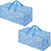 VENO Set da 2 Borse da trasloco extra large resistenti con cinghie da zaino, spostare oggetti, zip e manici resistenti, porta abiti, riutilizzabile e sostenibile (Brezza Primaverile, Set da 2)