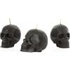 NKlaus - 3x set di candele teschio nero in pura cera d'api organica - candela gotica teschio figura colorata candela rituale di Halloween candele a goccia 36314