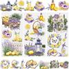 WANDIC 3 Fogli Adesivi trasferibili, a Tema Lavanda, Limone, Impermeabili, per Album, mobili, Laptop, Album, 15 x 30 cm