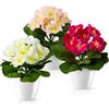 PASCH® Begonia in vaso di ceramica lucido | Fiori artificiali in vaso | Fiori artificiali come veri | Fiori finti | Fiori artificiali come veri (Begonia giapponese, 3 pezzi, 16 cm)
