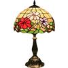 FUMAT Lampada in stile Tiffany, 12 Pollici Lampada da comodino notte a paralume fatto a mano in vetro colorato, Lampada da tavolo, per Soggiorno Camera da letto Tavolino da caffè