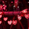 SUAVER Catena Luminosa Esterno Solare, 5.3m 20LED Cuore Luci Solari da Giardino Impermeabili Luci da Esterno Giardino 8 Modalità Luci per Pergola Balcone Terrazza Matrimonio (Rosso)