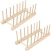 HO-SFSM 2 Pezzi Scolapiatti in Legno, Scolapiatti da Appoggio,Porta Bottiglie Acqua, Portapiatti, Scola Piatti, per Libro, Piatti, Tazze, Cd, Bicchiere per Vino