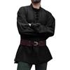 Runcati Camicia Medievale da Uomo Camicia Pirata a Maniche Lunghe Steampunk Vichingo Rinascimento Vittoriano Halloween Costume Camicia Top,Nero,XL