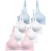 SALIA Girl Reggiseno Morbido Imbottito per Ragazze e Adolescenti 12-14, Senza Ferretti in Cotone sviluppato Reggiseno da Allenamento, Grigio/Bianco/Blu/Rosa, 64