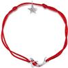 Qings Bracciale con cordino rosso Koi 925 sterline d'argento Pesce fortunato della carpa rossa Stella scintillante Corda regolabile 13-26 cm Regalo di gioielli delicati per donne e ragazze
