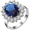 Cupimatch Anello da donna in acciaio inossidabile: anello con zaffiro e pietra blu fantasia matrimonio romantico - regalo di San Valentino e fidanzamento compleanno, Acciaio inossidabile, Nessuna