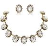 Clearine Set di gioielli da donna in stile vittoriano, motivo cammeo, ispirato ovale, con cristalli, per donne, feste, balli, verde smeraldo, oro anticato, cristallo
