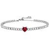 AM RINO MILANO Bracciale tennis donna con cuore colorato in zirconi, elegante gioiello brillante, disponibile in più colori, idea regalo romantica per fidanzata (rosso)