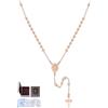 U7 Collana Rosario Donna Oro Rosa Perline da 3mm Acciaio Inossidabile Placcato Oro Rosa Rosario Collana Donna Croce Catena 46cm + 7,8cm con Scatolina Libretto di Preghiere, Manuale