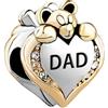 LSxAB Ciondolo a forma di cuore con scritta I Love You Mum Dad per braccialetti Pandora, regalo per compleanno, festa della mamma, Natale, Rame, Nessuna pietra preziosa