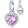 CHAWIN Ciondolo con pietra portafortuna, ciondolo a goccia a forma di cuore in argento Sterling 925, CZ scintillante compatibile con braccialetti Pandora, collana, regali di compleanno per donne/moglie/madre