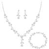 Clearine Zirconia gioielli per donne spose scintillanti goccia marquise pietra portafortuna collana orecchini bracciale per ballo di fine anno