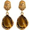 Cupimatch Orecchini a occhio di tigre: orecchini da donna in argento S925, pietra naturale, gioiello bohémien, vintage, regalo per la festa della mamma, Medie, Rame, Senza Gemme
