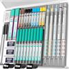 Nicpro Blocky Gear 5 pezzi portamine con astuccio, matite meccaniche in metallo 0.3, 0.5, 0.7, 0.9, 2mm porta mina con 21 tubi (6B 4B 2B HB 2H 4H colori) ricariche di mina