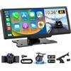 ELECROW Carplay wireless e Android Auto 10,3 Screen | Apple Car Play con Dash Cam 4K e telecamera di retromarcia | Navigazione GPS e controllo vocale | Schermo Carplay per auto, SUV, furgoni (ADAS)
