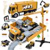 PATEMZON Veicoli Da Cantiere Giocattolo, Camion da Cantiere Giocattolo, Camion Pista Macchinine Gru Bisarca GiocattoloS con Escavatore Costruzione Bulldozer, Musica et Luce, Regalo Bambini 3+ anni