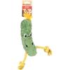 Flamingo Bubto Green Pickle Dog Toy with Rope - 9x6.5x30cm - with Squeaker