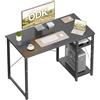 ODK Scrivania Ufficio, 100x48cm Tavolo con Ripiani Reversibili, Scrivania Ufficio con ripiani regolabili in altezza, Scrivania Computer Ideali per la casa e gli Spazi Ridotti, Nero