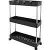 Vexillic Carrello Portaoggetti, Carrellino Multifunzionale a 3 Livelli con Ruote, Scaffale da Cucina Mobile, Carrello di Servizio per Cucina, Bagno, Ufficio, Camera da Letto, Soggiorno (Nero)