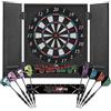 CyeeLife Bersaglio elettronico per freccette con armadio in legno, bersaglio elettronico con 34 giochi e 355 varianti, modalità 8 giocatori, display LED, voce tedesca