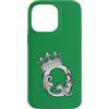 Initial Monogram King Queen Crown Furnis Custodia per iPhone 14 Pro Max Lettera Q iniziale + corona verde foresta