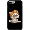 Smart Kitten Teacher Headwrap Graphics B Custodia per iPhone 7 Plus/8 Plus Simpatico gatto bianco lettura libro amante animale grafico gattino