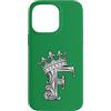 Initial Monogram King Queen Crown Furnis Custodia per iPhone 14 Pro Max Iniziale F + corona verde foresta