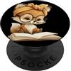 Big Ears Teacher Reader Graphics Open Bo Carino Fox lettura libro amante animale grafico bambino ritratto PopSockets PopGrip Adesivo