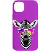 Zebra Wearing Cool Shades Vaporwave Suns Custodia per iPhone 14 Plus Zebra Indossare Cool Occhiali Da Sole Vaporwave Tramonto 80s 90s Retro