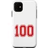Numbers and Letters Custodia per iPhone 11 Numero 100 in stile squadra sportiva rossa