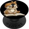 Teacher Student Reader Library Bookworm Ritratto grafico dell'amante degli animali della lettura del libro aperto del pinguino PopSockets PopGrip Adesivo