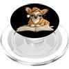 Teacher Student Reader Library Bookworm Tiny Puppy Open Book Reading Dog Lover Graphic Occhiali rotondi PopSockets PopGrip per MagSafe