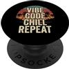 Vibe Coding Designs By AW Vibe Code Chill Repeat Retro Tramonto Programmazione AI PopSockets PopGrip Adesivo