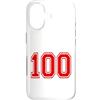 Numbers and Letters Custodia per iPhone 17 Numero 100 in stile squadra sportiva rossa