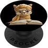 Bookworm Teacher Theme Library Reader Gr Alpaca Libro Aperto Lettura Animale Grafico Ritratto Rotondo PopSockets PopGrip Adesivo