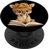 Bookworm Teacher Theme Library Reader Gr Baby Tiger Open Book Reading Graphic Portrait Occhiali rotondi PopSockets PopGrip Adesivo