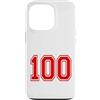 Numbers and Letters Custodia per iPhone 13 Pro Numero 100 in stile squadra sportiva rossa