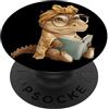 Bookworm Teacher Theme Library Reader Gr Ritratto grafico del rettile della lettura del piccolo libro del coccodrillo bambino PopSockets PopGrip Adesivo