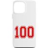 Numbers and Letters Custodia per iPhone 13 Pro Max Numero 100 in stile squadra sportiva rossa