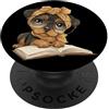 Scarf Headwrap Teacher Reader Graphics P Carino cucciolo lettura libro amante piccolo cane animale grafico bambino PopSockets PopGrip Adesivo
