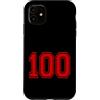 Numbers and Letters Custodia per iPhone 11 Numero 100 in stile squadra sportiva rossa