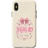 Hello Ten Est 2016 10th Birthday 10 Year Custodia per iPhone X/XS Hello Ten Est 2016 Coquette Bow 10° compleanno ragazza
