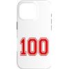 Numbers and Letters Custodia per iPhone 16 Pro Numero 100 in stile squadra sportiva rossa