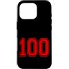 Numbers and Letters Custodia per iPhone 16 Pro Numero 100 in stile squadra sportiva rossa