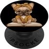 Bookworm Teacher Theme Library Reader Gr Ritratto grafico rotondo per amanti dei cani con bulldog PopSockets PopGrip Adesivo