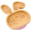 bamboo bamboo Baby E Piatto Bambini, Piatto Bambù Con Suzione Sicura Per Pasti E Svezzamento, Piatto Coniglio Con Base Antiscivolo, Piatti Per Neonati Da 6 Mesi (Coniglio, Rosa)