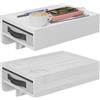 Relaxdays Comodino da lettura, set da 2, bambù, ripiano, bianco | HxLxP: 14 x 37 x 26,5 cm, cassetto
